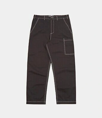 Pre-owned Universal Works Twill Coverall Pant Workwear Contrast Stitch Wide Straight Legs In Black