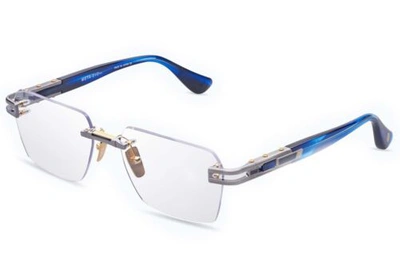 Pre-owned Dita Meta Evo Rx Dtx 154-a-02 Antique Silver Blue Swirl Rimless Eyeglasses In Clear