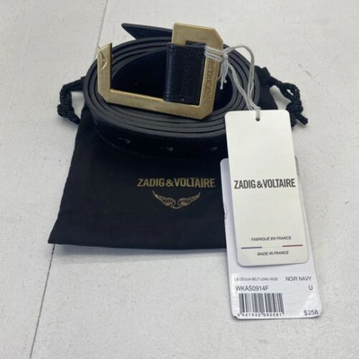 Pre-owned Zadig & Voltaire Zadig&voltaire Wkas0814f Le Cecilia Belt Noir Navy Size U