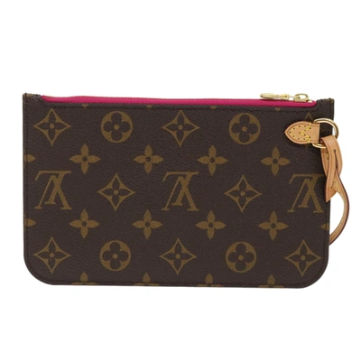 Pre-owned Louis Vuitton Pochette Neverfull Canvas Clutch Bag () In Brown