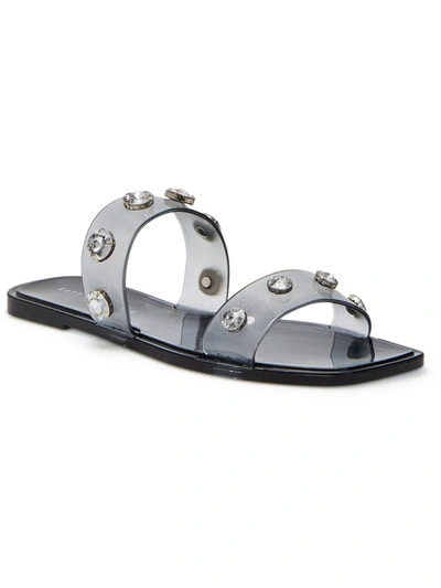 Katy Perry The Geli Embellished Square Toe Womens Jeweled Square Toe Slide Sandals In Black