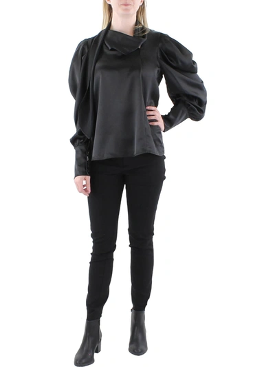 Beulah Womens Drapey Puff Sleeve Blouse In Black