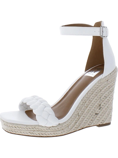 Dolce Vita Womens Faux Leather Ankle Strap Wedge Sandals In White