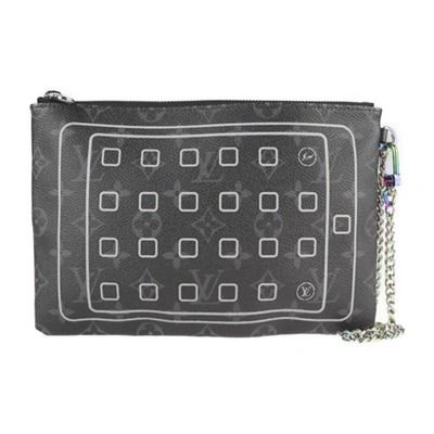 Pre-owned Louis Vuitton Eclipse Canvas Clutch Bag () In Black