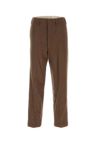 Lemaire Maxi Cotton And Wool Chinos In Br440 Mushroom
