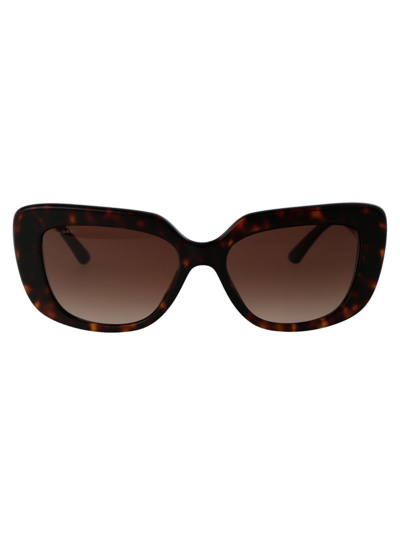 Bulgari Rectangular Frame Sunglasses In Brown