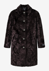 Versace Faux-fur Barocco Coat In Brown