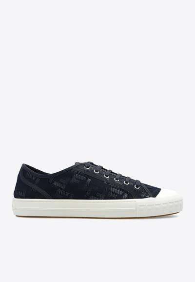 Fendi Domino Ff Jacquard Low-top Sneakers In Navy