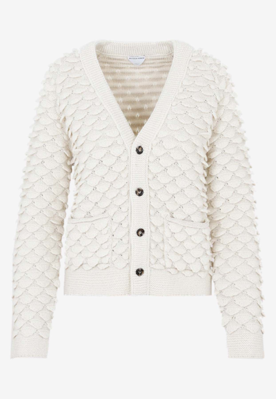 Bottega Veneta Fish Scales Cardigan Sweater In Dove