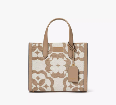 Kate Spade Spade Flower Monogram Manhattan Chenille Small Tote In Timeless Taupe