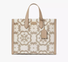 Kate Spade Spade Flower Monogram Manhattan Chenille Large Tote In Timeless Taupe