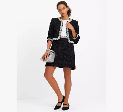 Kate Spade Embellished Tweed Skirt In Black