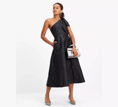 Kate Spade Flourish Swirl One-shoulder Dress In Black