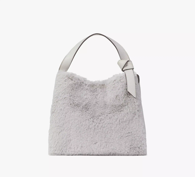 Kate Spade Knott Faux Fur Medium Crossbody Tote In Platinum Grey