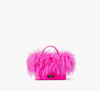 Kate Spade Sam Icon Feather Embellished Satin Mini Tote In Vivid Snapdragon