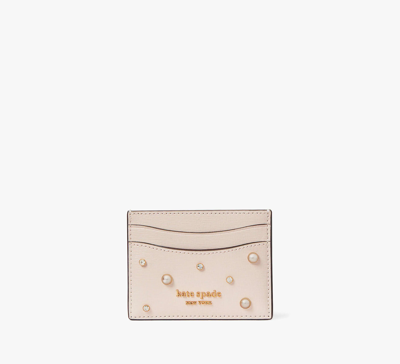 Kate Spade Purl Embellished Card Holder In Pale Dogwood