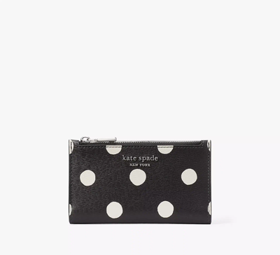 Kate Spade Morgan Sunshine Dot Small Slim Bifold Wallet In Black