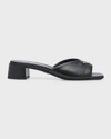 Prada Leather Block-heel Mule Sandals In F0002 Nero