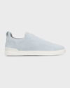 ZEGNA MEN'S TRIPLE STITCH™ SLIP-ON SUEDE LOW-TOP SNEAKERS