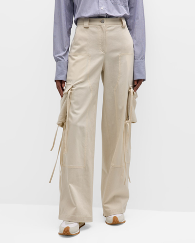 Twp Cody Strappy Wide-leg Cargo Pants In Winter White