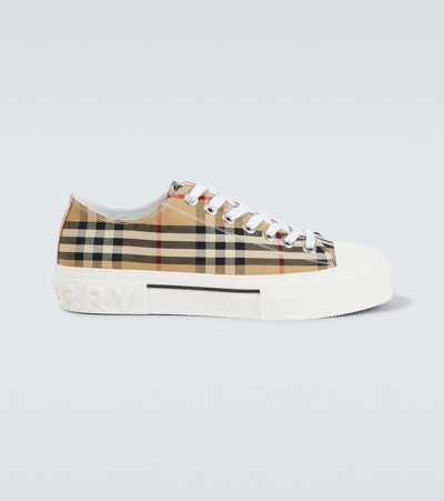 Burberry Check Canvas Sneakers In Beige