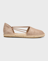Eileen Fisher Lee Metallic Suede Ballerina Espadrilles In Platinum