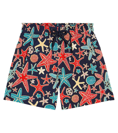 Vilebrequin Kids' Boy's Jirise Starfish-print Swim Shorts In Blue