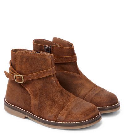 Pèpè Kids' Hunter Suede Boots In Brown