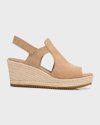 Eileen Fisher Wilda Suede Slingback Wedge Espadrilles In Ecru