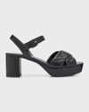 PRADA QUILTED LEATHER ANKLE-STRAP PLATFORM SANDALS