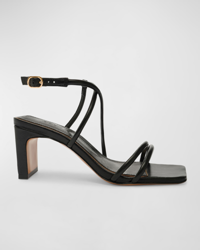 Schutz Aimee Leather Ankle-strap Sandals In Gold