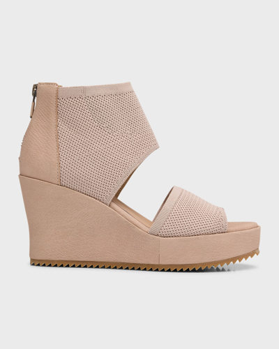 Eileen Fisher Leto Knit Wedge Sandals In Blush