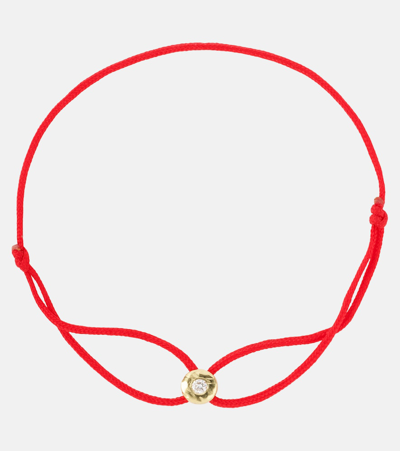 Octavia Elizabeth Parachute Nesting Gem 18kt Gold Cord Bracelet With Diamond In Red