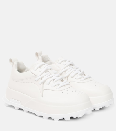Jil Sander Leather Trainers In White