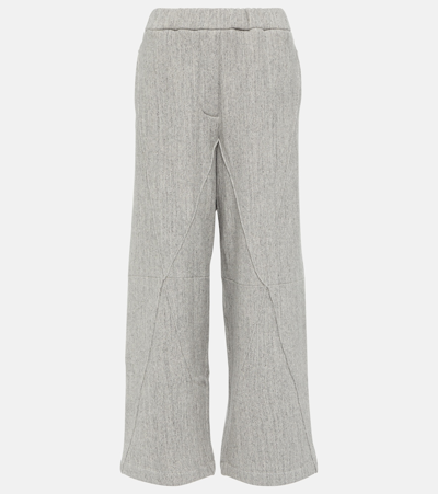 Loewe Puzzle High-rise Cotton Wide-leg Pants In Grey