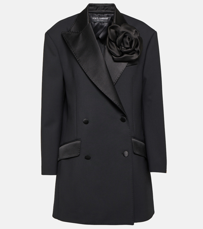 Dolce & Gabbana Floral-appliqué Blazer In Black