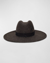Gigi Burris Norma Wool-silk Fedora With Feathers In Coffee Melange