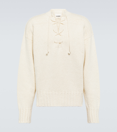 Jil Sander Wool And Silk Sweater In White
