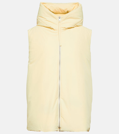 Jil Sander Oversized Hooded Down Vest In Yellow