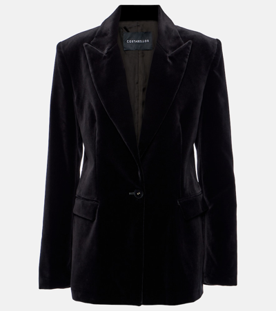 Costarellos Azura Cotton Velvet Blazer In Black