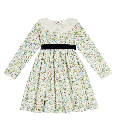 La Coqueta Kids' Helena Floral Cotton Dress In Multicoloured