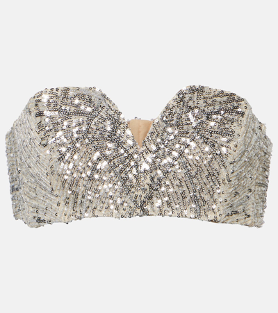 Blazé Milano Lady Soul Clyde Sequined Bandeau Top In Silver (col. Tipo)