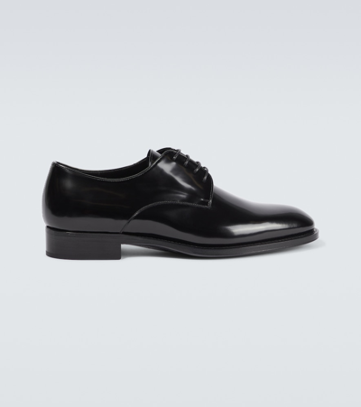 Saint Laurent Leather Derby Shoes In Black