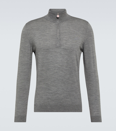 Kiton Half-zip Wool Sweater In Grey