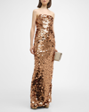 BRONX AND BANCO FARAH STRAPLESS SEQUIN COLUMN GOWN