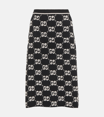 Gucci Gg Wool Bouclé Jacquard Midi Skirt In Multicoloured