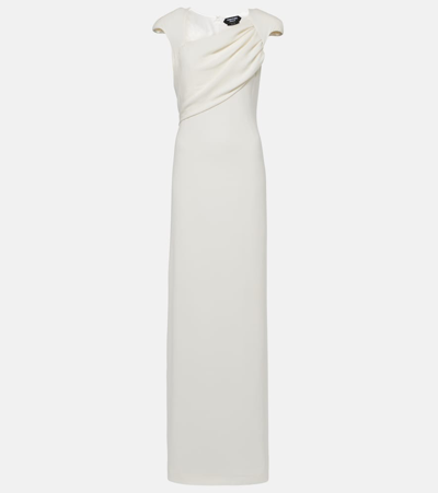 Tom Ford Asymmetric Neck Silk Georgette Gown In White