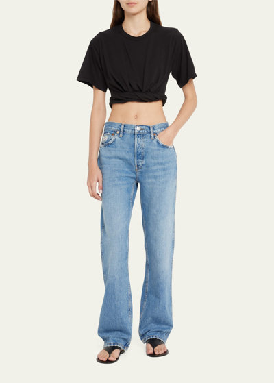 Re/done High-rise Loose Rigid Straight-leg Jeans In Blue
