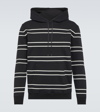 Saint Laurent Striped Hooded Sweatshirt In Black