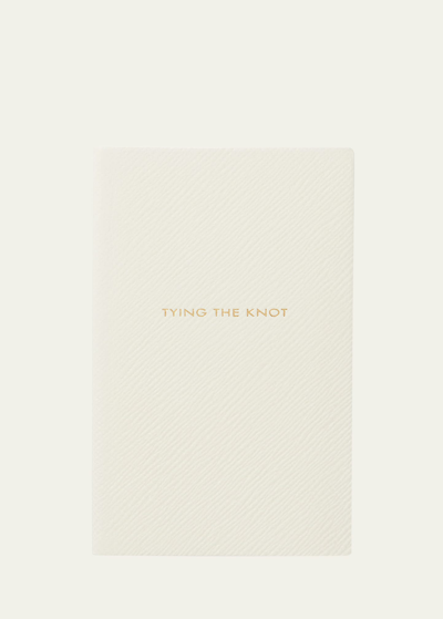 Smythson Tying The Knot Panama Leather Pocket Notebook In Chalk